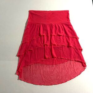 VTG Venus Y2K High Low Bright Pink Layered Mesh Skirt, sz M, Barbiecore